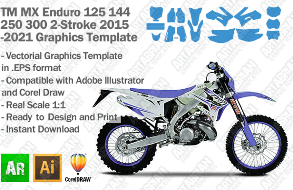 TM MX Motocross Enduro 125 144 250 300 2-Stroke 2015 2016 2017 2018 2019 2020 2021 Graphics Template