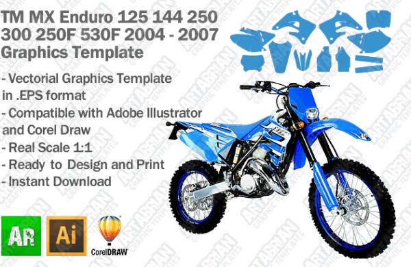 TM All Models Enduro MX Motocross 2004 2005 2006 2007 Graphics Template