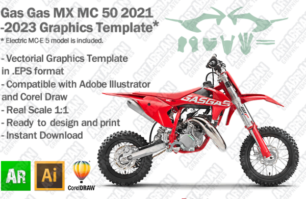 Gas Gas MX Motocross MC 50 2021 2022 2023 Graphics Template