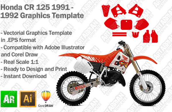 Honda CR 125 MX Motocross 1991 1992 Graphics Template