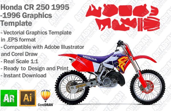 Honda CR 250 MX Motocross 1995 1996 Graphics Template