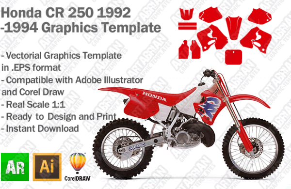 Honda CR 250 MX Motocross 1992 1993 1994 Graphics Template