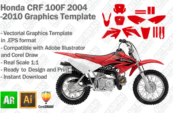 Honda CRF 100F MX Motocross 2004 2005 2006 2007 2008 2009 2010 Graphics Template