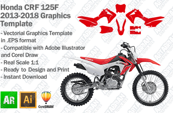 Honda CRF 125F MX Motocross 2013 2014 2015 2016 2017 2018 Graphics Template Artabrian MX ATV Templates