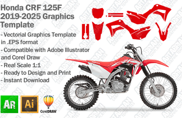 Honda CRF 125F MX Motocross 2019 2020 2021 2022 2023 2024 2025 Graphics Template