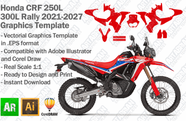 Honda CRF 250L 300L Rally 2021 2022 2023 2024 2025 2026 2027 Graphics Template