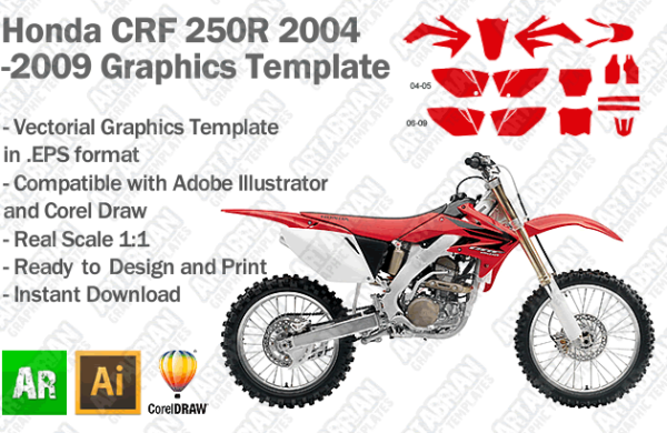 Honda CRF 250R MX Motocross 2004 2005 2006 2007 2008 2009 Graphics Template