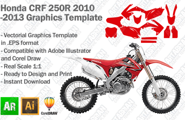 Honda CRF 250R MX Motocross 2010 2011 2012 2013 Graphics Template