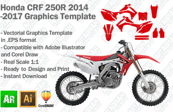 Honda CRF 250R MX Motocross 2014 2015 2016 2017 Graphics Template