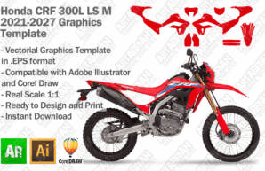 Honda CRF 300L LS M 2021 2022 2023 2024 2025 2026 2027 Graphics Template