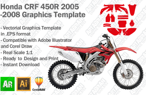 Honda CRF 450R MX Motocross 2005 2006 2007 2008 Graphics Template