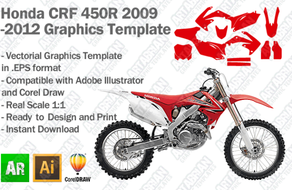 Honda CRF 450R MX Motocross 2009 2010 2011 2012 Graphics Template