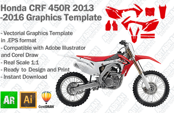 Honda CRF 450R MX Motocross 2013 2014 2015 2016 Graphics Template
