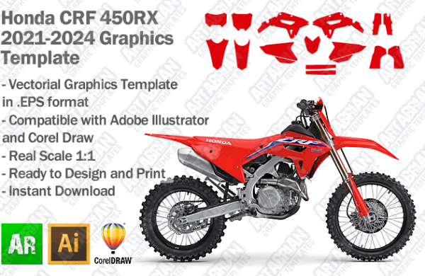 Honda CRF 450RX MX Motocross 2021 2022 2023 2024 Graphics Template