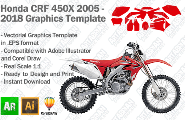 Honda CRF 450X Enduro 2005 2006 2007 2008 2009 2010 2011 2012 2013 2014 2015 2016 2017 2018 Graphics Template