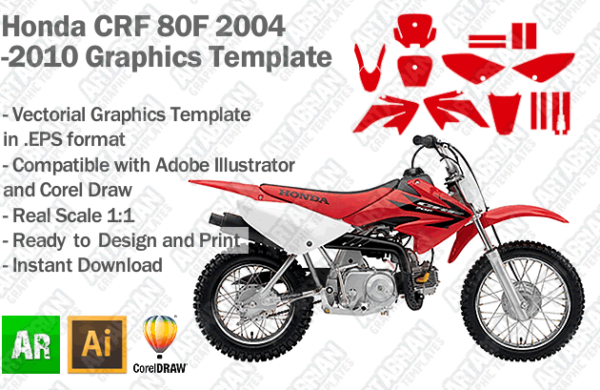 Honda CRF 80F MX Motocross 2004 2005 2006 2007 2008 2009 2010 Graphics Template