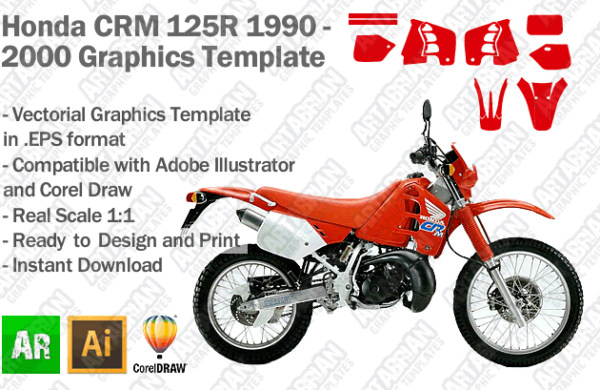 Honda CRM 125R Trail 1990 1991 1992 1993 1994 1995 1996 1997 1998 1999 2000 Graphics Template