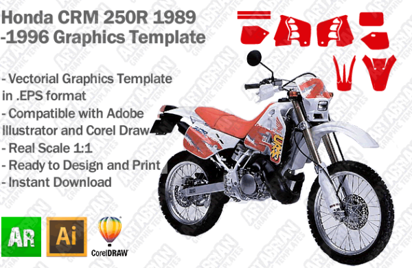 Honda CRM 250R Trail 1989 1990 1991 1992 1993 1994 1995 1996 Graphics Template