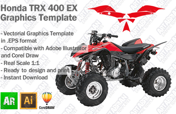 Honda TRX 400 EX ATV Quad 2008 2009 2010 2011 2012 Graphics Template
