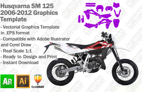 Husqvarna SM 125 2006 2007 2008 2009 2010 2011 2012 Graphics Template