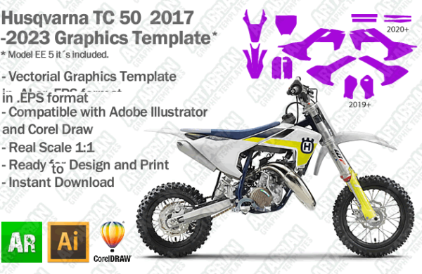 Husqvarna TC 50 MX Motocross 2017 2018 2019 2020 2021 2022 2023 Graphics Template