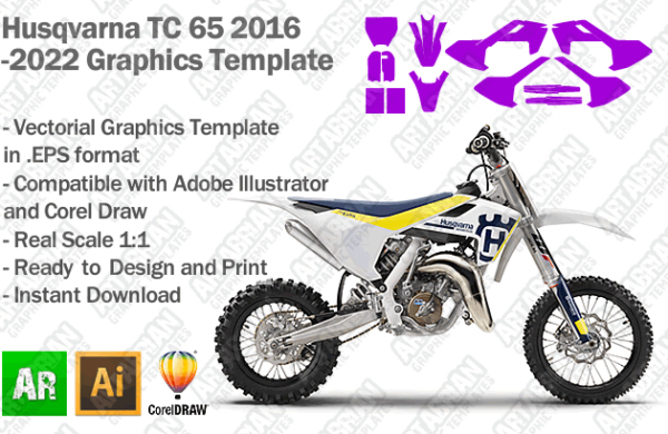 Husqvarna TC 65 MX Motocross 2016 2017 2018 2019 2020 2021 2022 Graphics Template