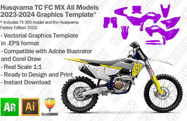 Husqvarna TC FC MX Motocross All Models 2023 2024 Graphics Template