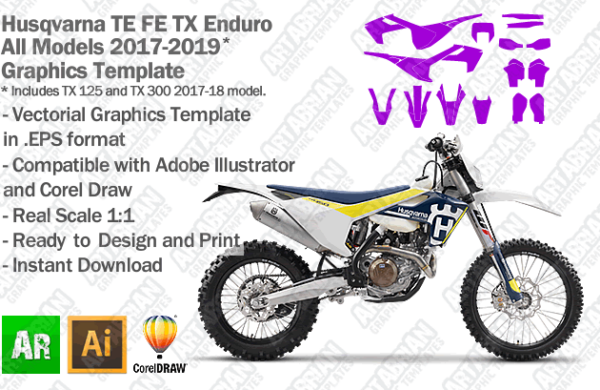 Husqvarna TE FE TX Enduro All Models 2017 2018 2019 Graphics Template