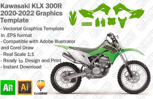 Kawasaki KLX 300R 2020 2021 2022 Graphics Template