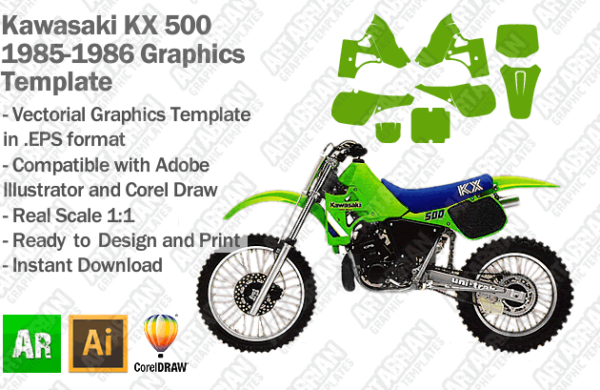 Kawasaki KX 500 MX Motocross 1985 1986 Graphics Template