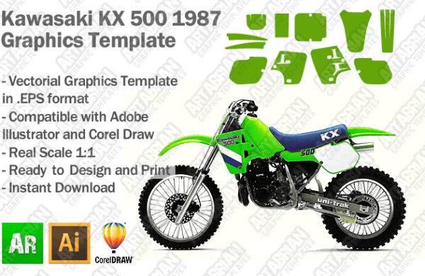 Kawasaki KX 500 MX Motocross 1987 Graphics Template