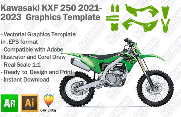 Kawasaki KXF 250 MX Motocross 2021 2022 2023 Graphics Template