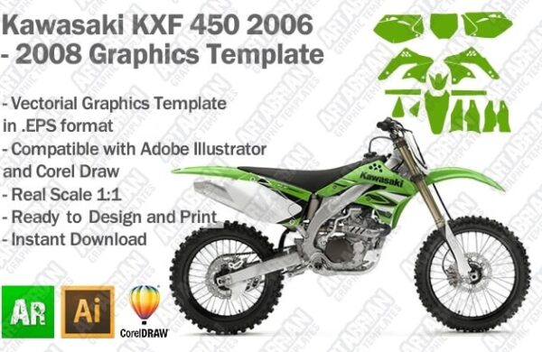 Kawasaki KXF 450 MX Motocross 2006 2007 2008 Graphics Template