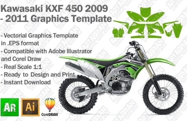 Kawasaki KXF 450 MX Motocross 2009 2010 2011 Graphics Template