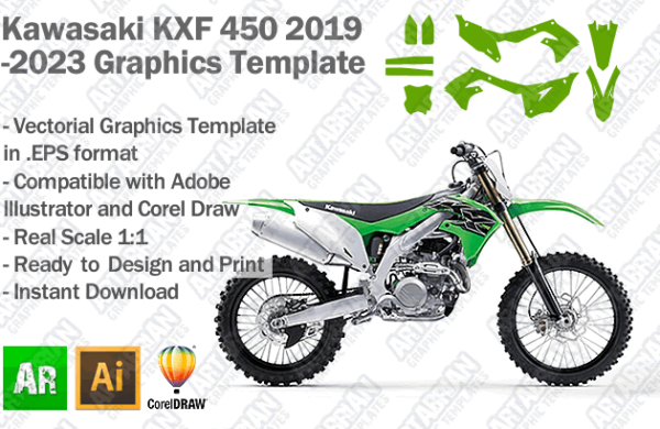 Kawasaki KXF 450 MX Motocross 2019 2020 2021 2022 2023 Graphics Template