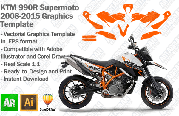 KTM 990R Supermoto 2008 2009 2010 2011 2012 2013 2014 2015 Graphics Template