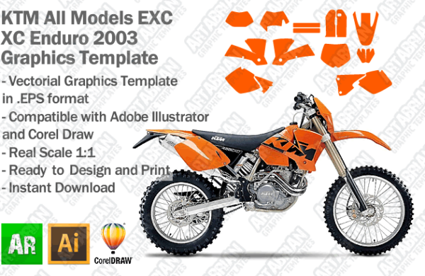 KTM EXC XC XCF Enduro All Models 2003 Graphics Template