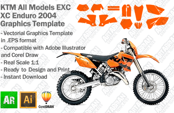 KTM EXC XC XCF Enduro All Models 2004 Graphics Template