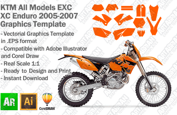 KTM EXC XC XCF Enduro All Models 2005 2006 2007 Graphics Template