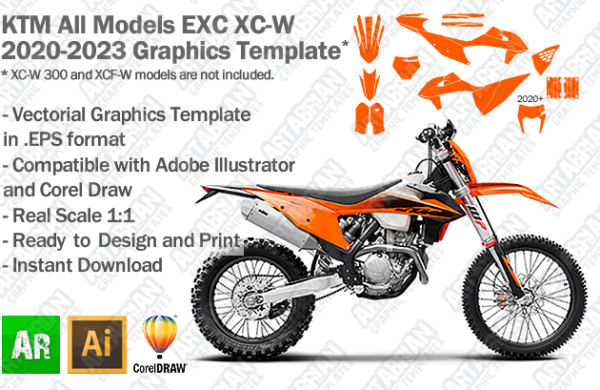 KTM EXC XC-W Enduro All Models 2020 2021 2022 2023 Graphics Template