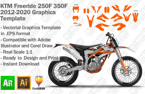 KTM Freeride 250F 350F Enduro 2012 2013 2014 2015 2016 2017 2018 2019 2020 Graphics Template