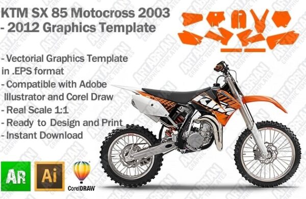 KTM SX 85 MX Motocross 2003 2004 2005 2006 2007 2008 2009 2010 2011 2012 Graphics Template