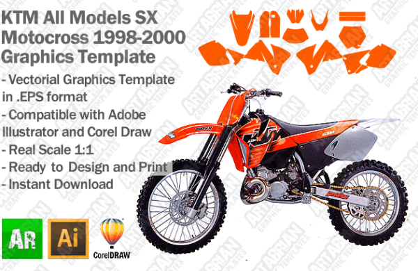 KTM SX MX Motocross All Models 1998 1999 2000 Graphics Template