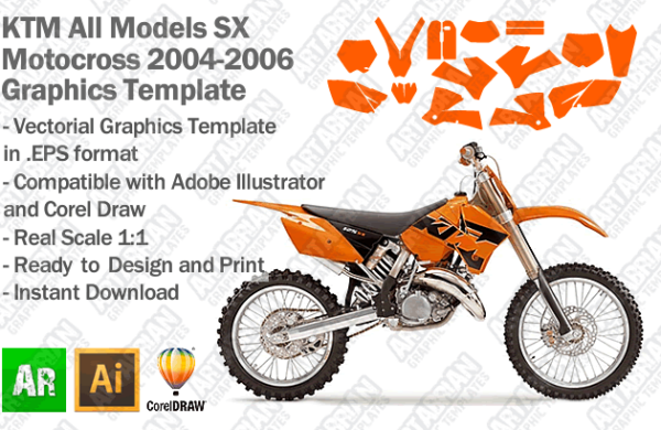 KTM SX MX Motocross All Models 2004 2005 2006 Graphics Template