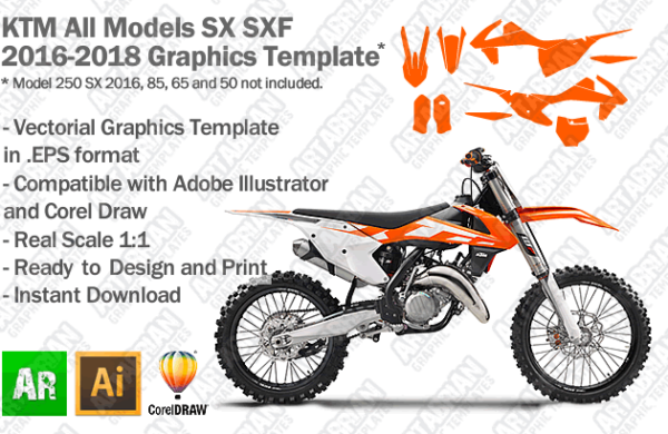KTM SX SXF MX Motocross All Models 2016 2017 2018 Graphics Template