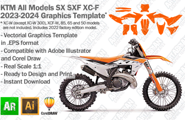 KTM SX SXF XC-F MX Motocross All Models 2023 2024 Graphics Template
