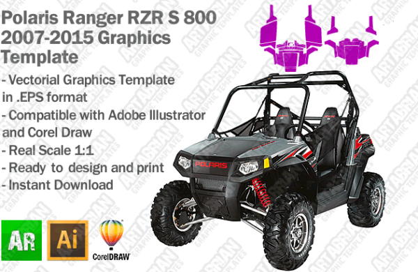 Polaris Ranger RZR S 800 UTV 2007 2008 2009 2010 2011 2012 2013 2014 2015 Graphics Template