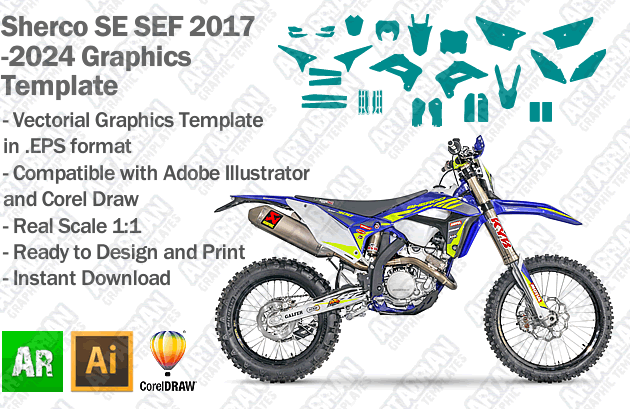 Sherco SE SEF Enduro 2017 2018 2019 2020 2021 2022 2023 2024 Graphics Template
