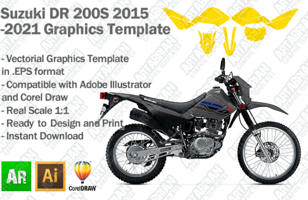 Suzuki DR 200S 2015 2016 2017 2018 2019 2020 2021 Graphics Template