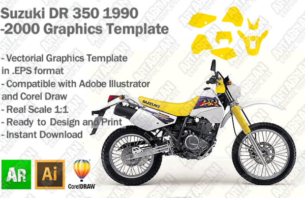 Suzuki DR 350 1990 1991 1992 1993 1994 1995 1996 1997 1998 1999 2000 Graphics Template
